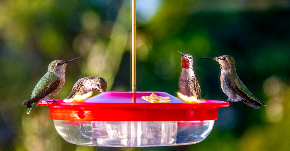 hummingbirds on feeder