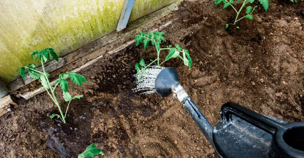 watering tomato roots