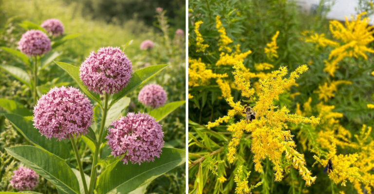 common milkweed and goldenrod