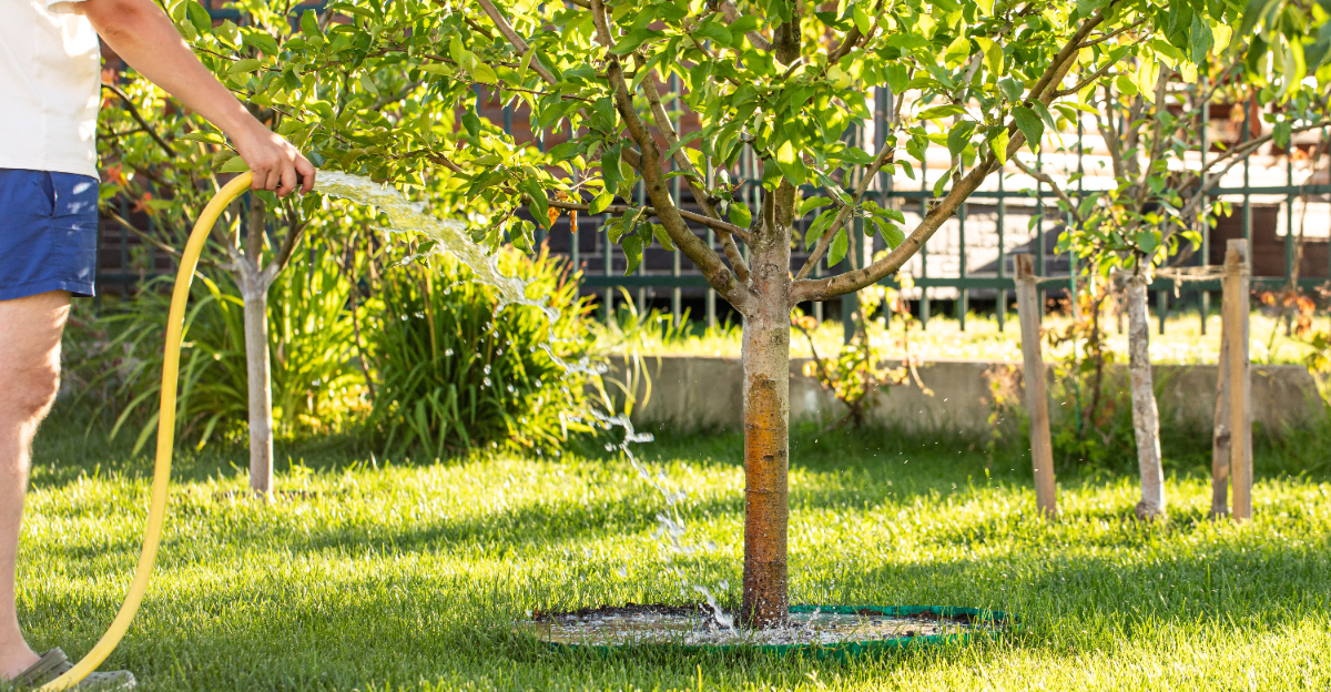 watering fruit tree