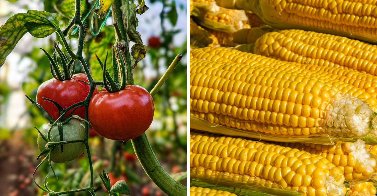 tomatoes and sweet corns