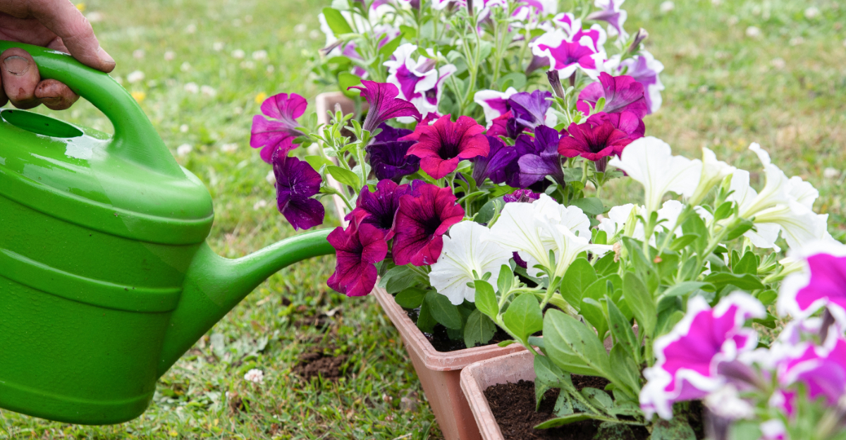 watering petunias