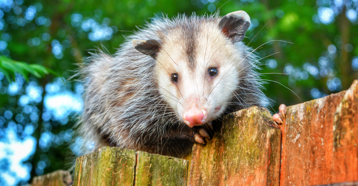 opossum on fence
