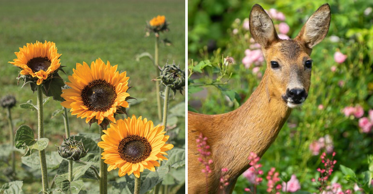 sunflower and deer