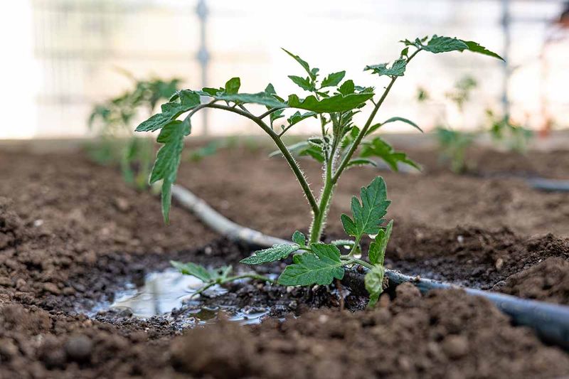 Drip Irrigation Under Mulch Keeps Moisture More Even