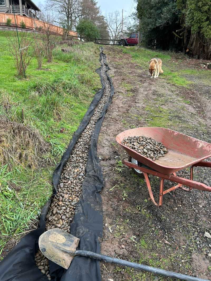 Laying Landscape Fabric Before The Gravel Goes Down
