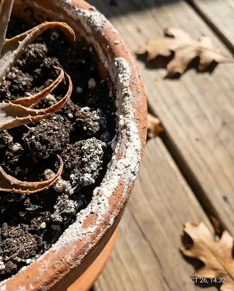 Potted Herbs Trapping Salt In Their Containers Potted Herbs Trapping Salt In Their Containers