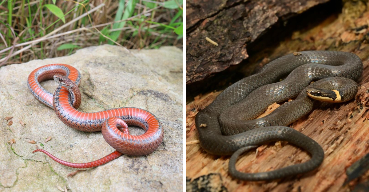 red bellied snake and northern ring necked snake