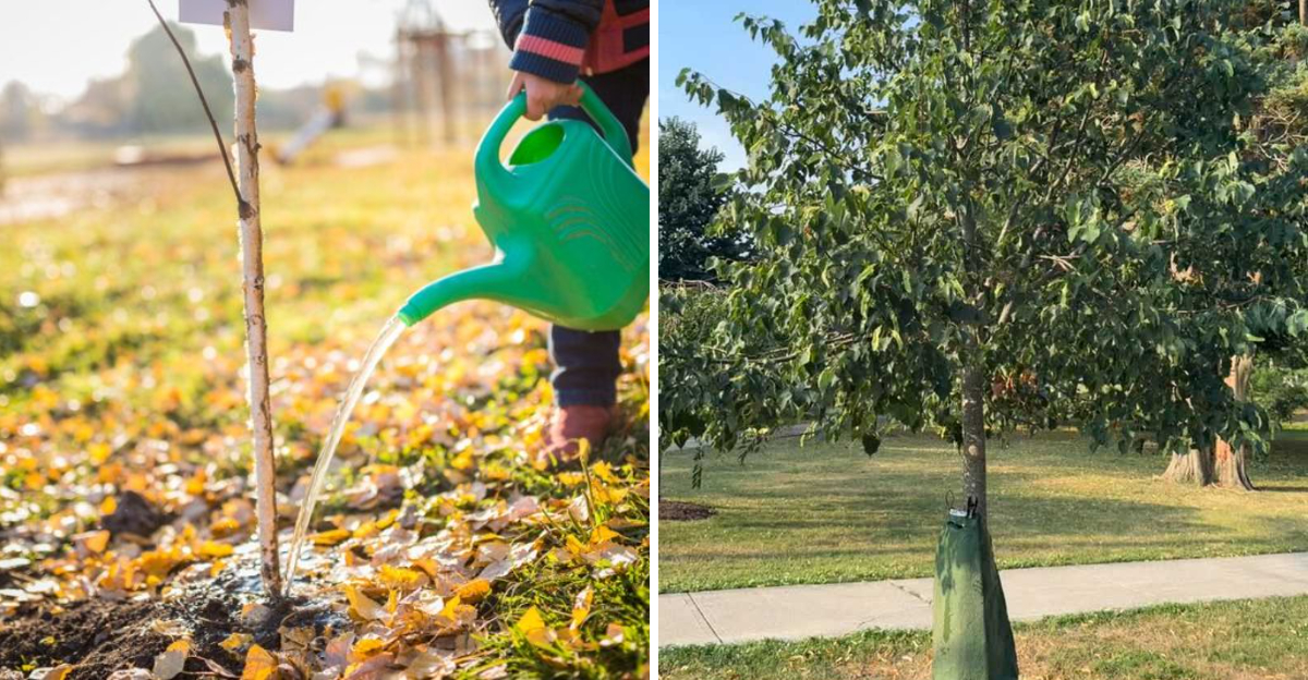 watering trees