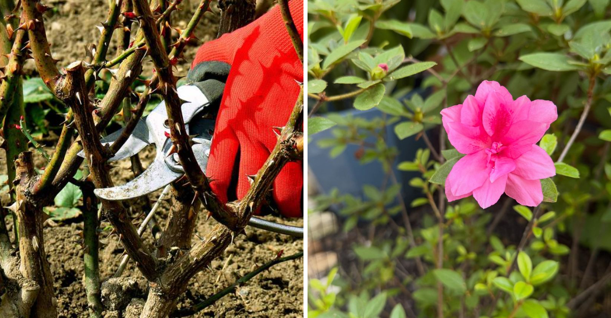 Pruning rose and azalea