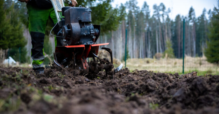 tilling a garden