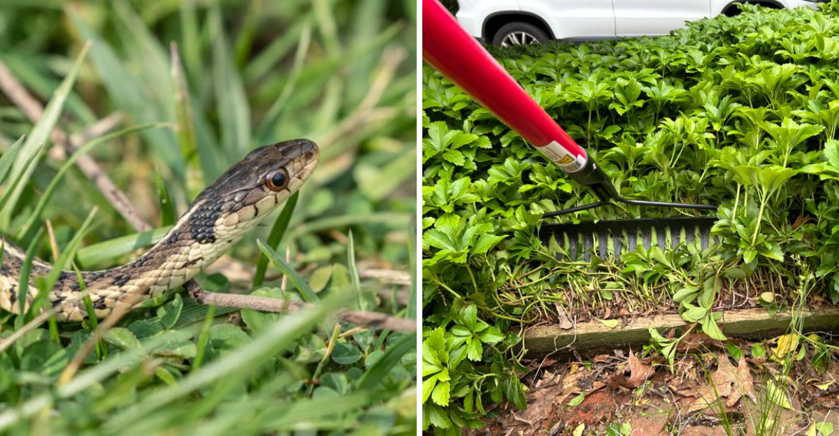 snake and thick groundcover