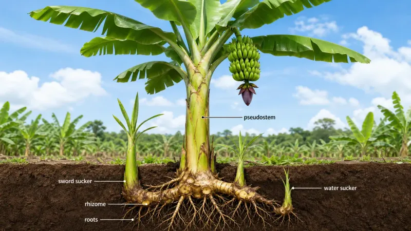 Arizona Banana Propagation Starts With a Corm and Living Bud