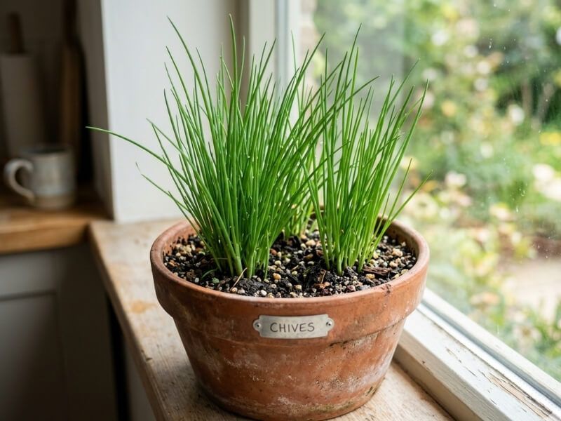 Chives Keep Producing On A Sunny Sill Chives Keep Producing On A Sunny Sill
