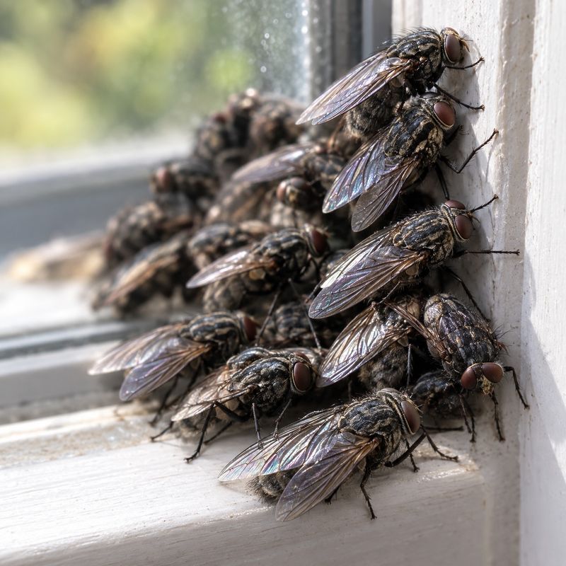 Cluster Flies Gather Around Sunlit Buildings Cluster Flies Gather Around Sunlit Buildings