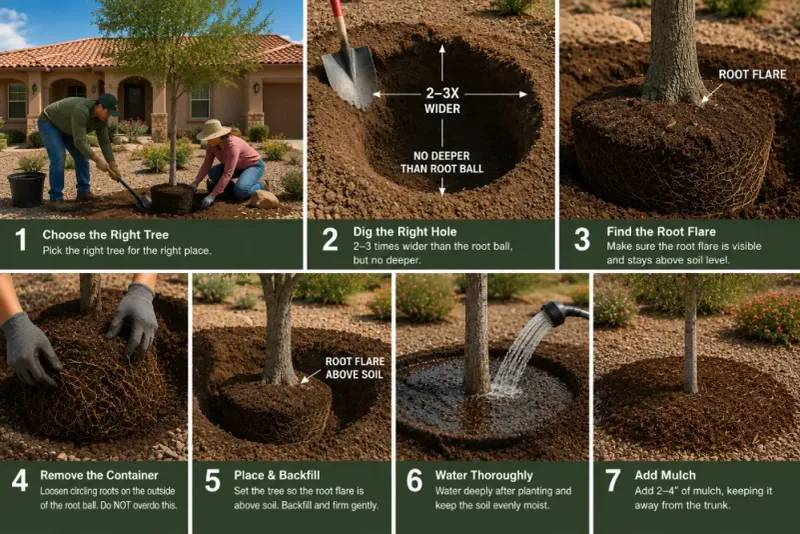 Set the root ball correctly before you backfill Set the root ball correctly before you backfill