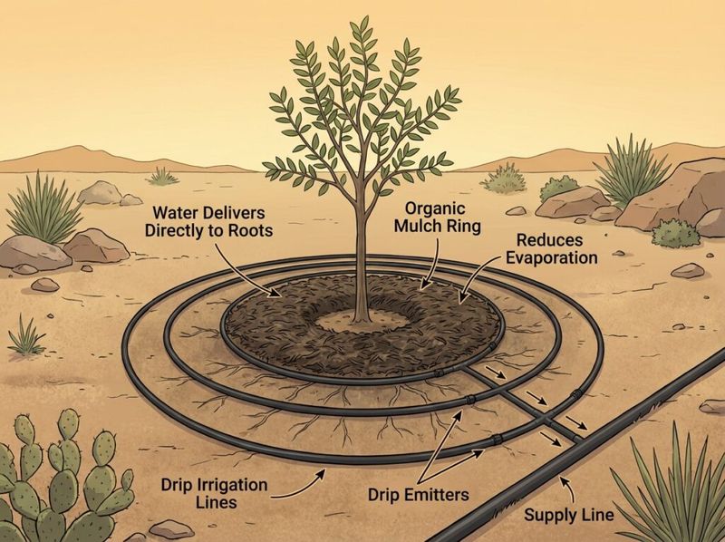 Water the expanding root zone, not the trunk