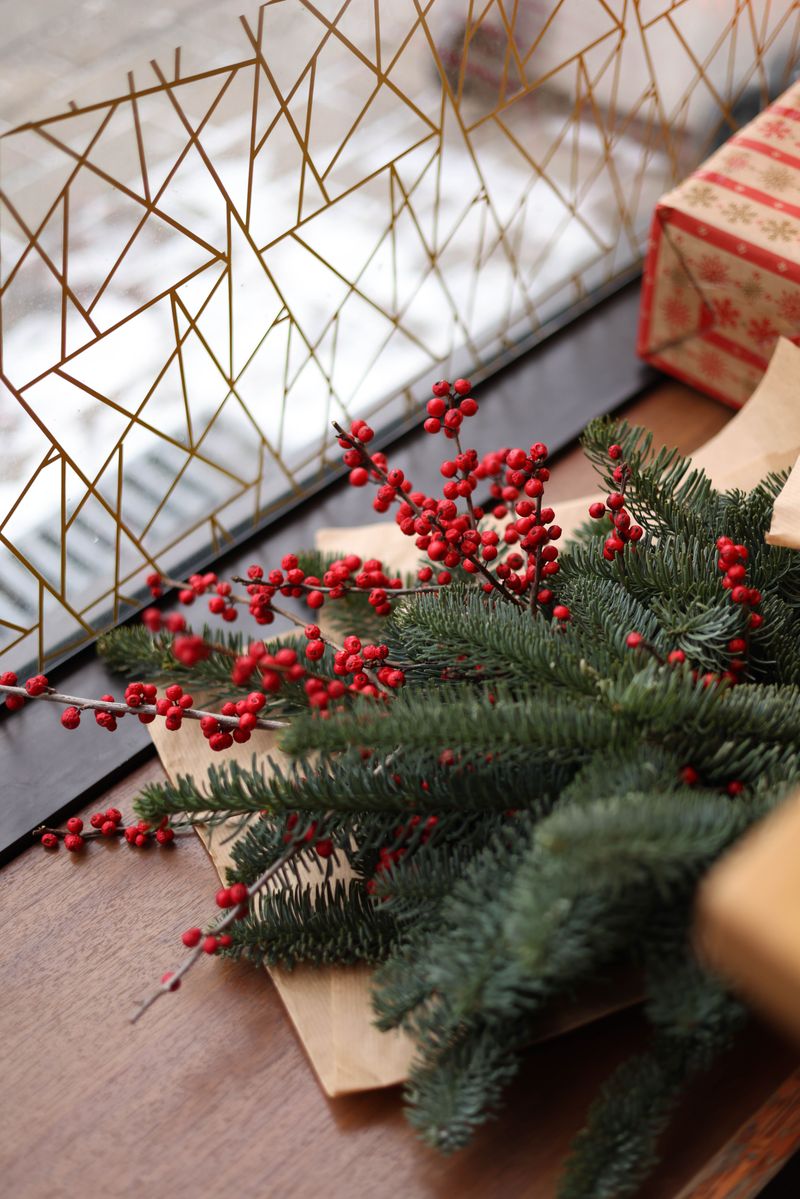 Winterberry Branches With Evergreen Tips Winterberry Branches With Evergreen Tips