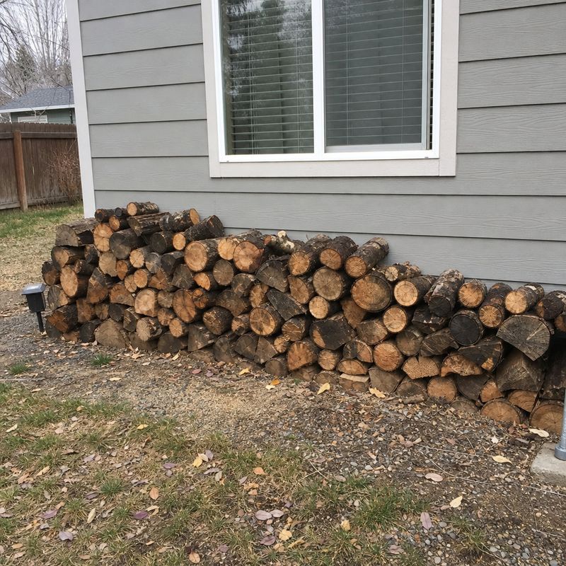 Woodpiles Stacked Near The House