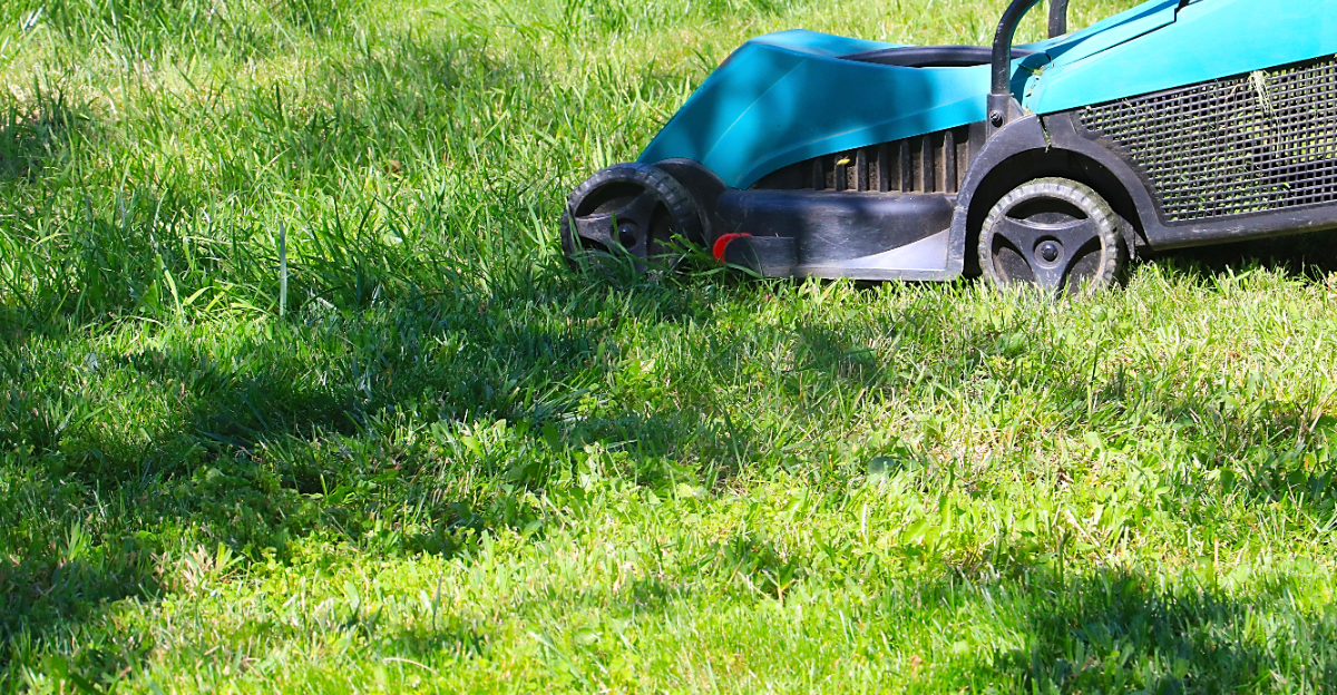 mowing lawn