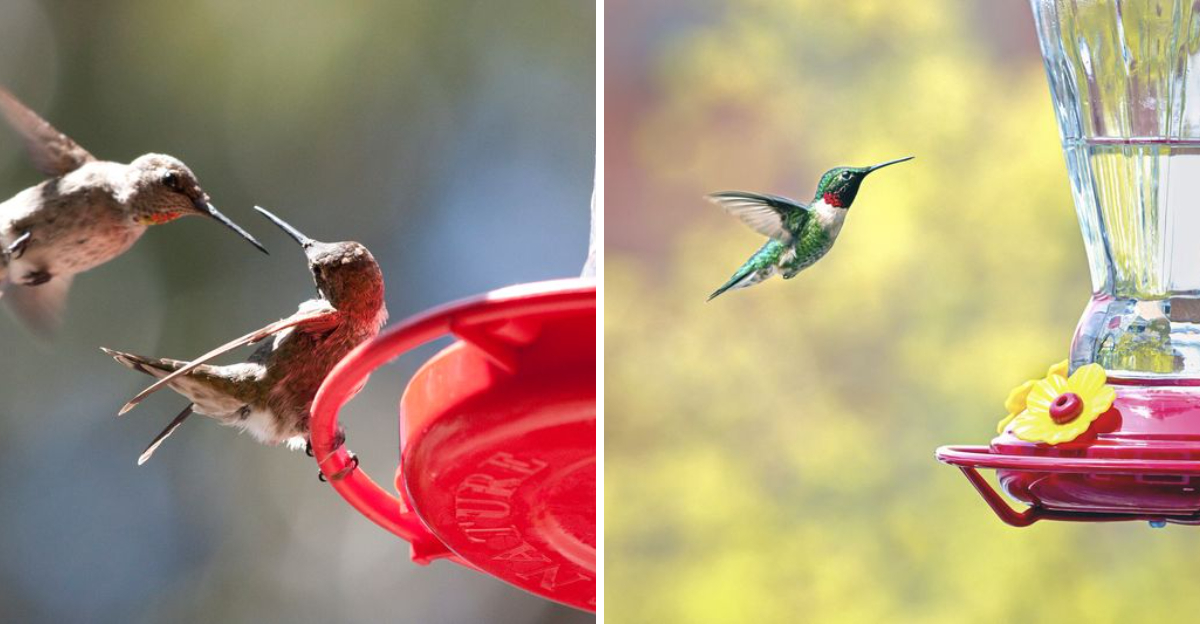 Hummingbirds on feeder