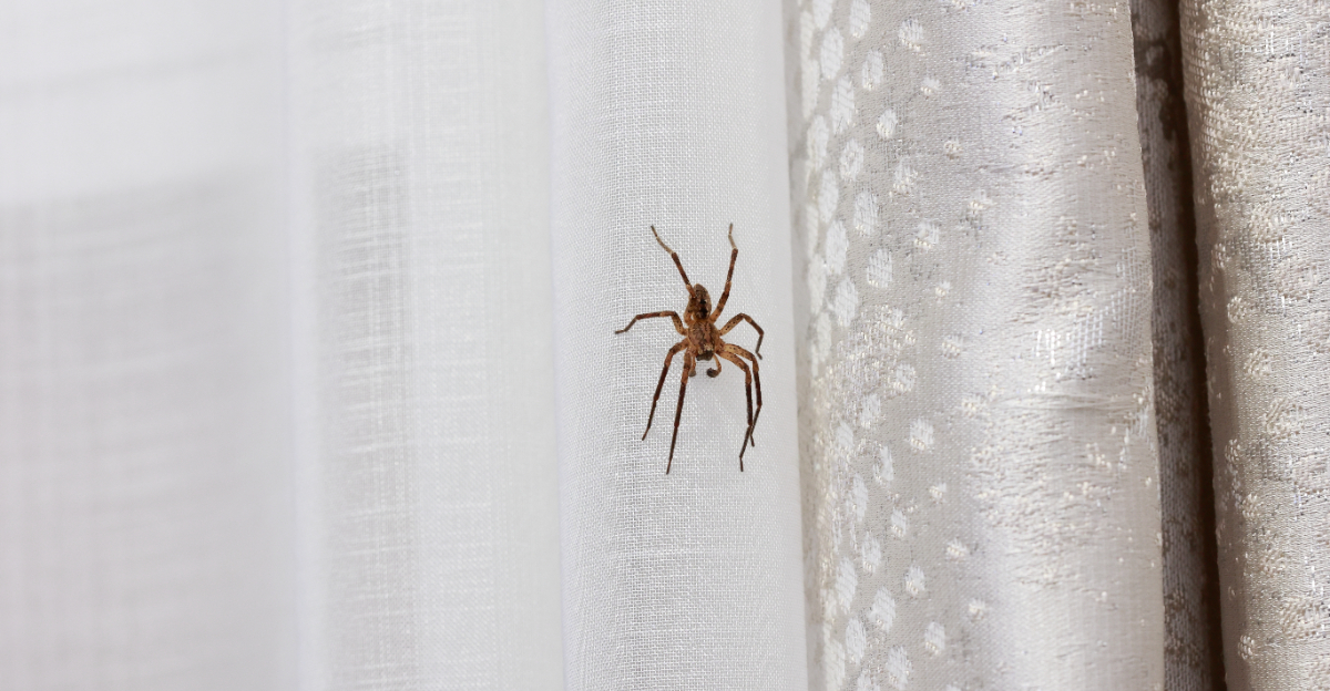 spider on curtain