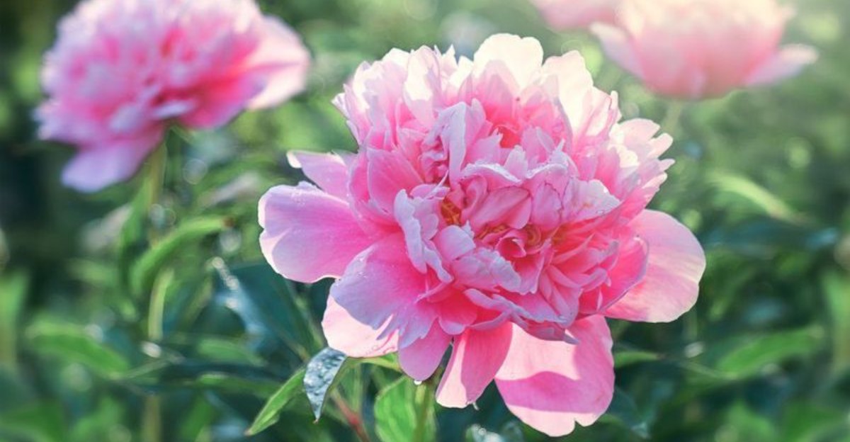 pink peonies in full bloom