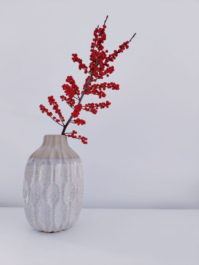 A Simple Vase Of Winterberry Branches