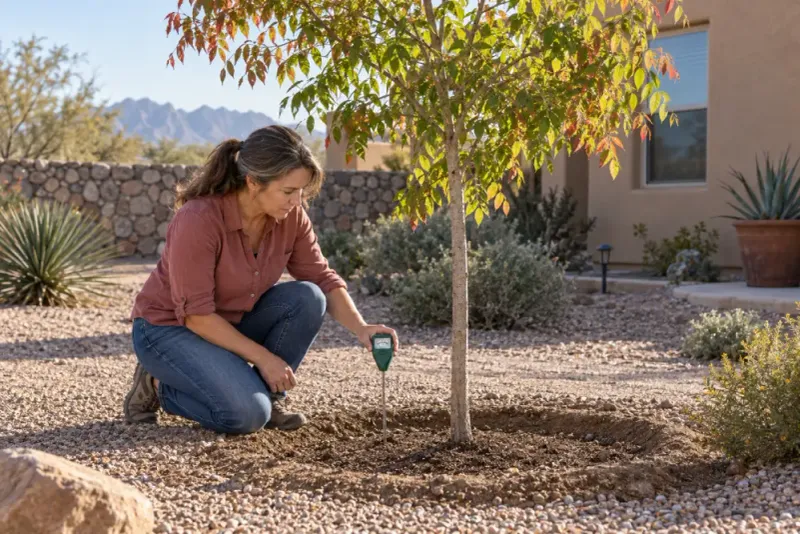 Check root-zone moisture before changing irrigation