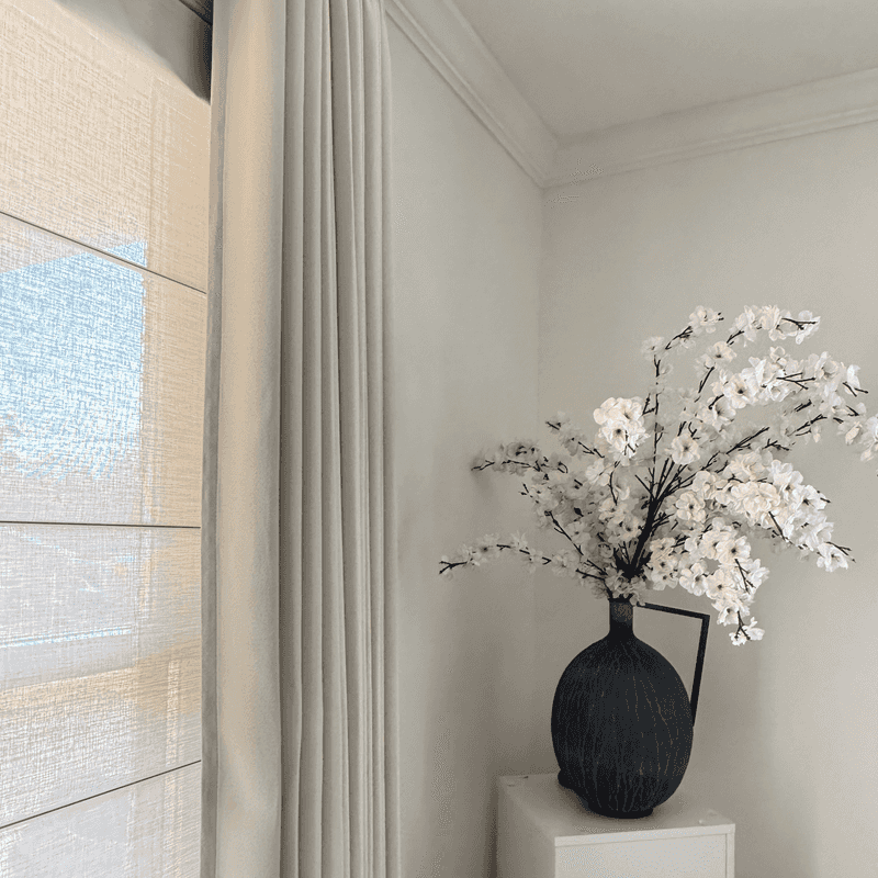 Folds of Curtains Near the Bed