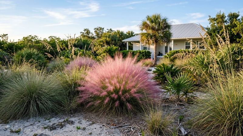 Frame The Steps With Pink Muhly Grass Frame The Steps With Pink Muhly Grass