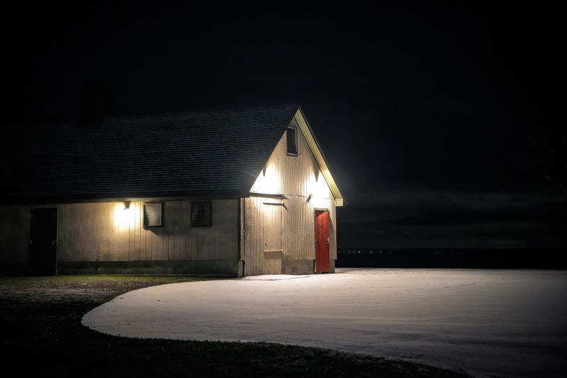 Glaring Outdoor Floodlights Glaring Outdoor Floodlights