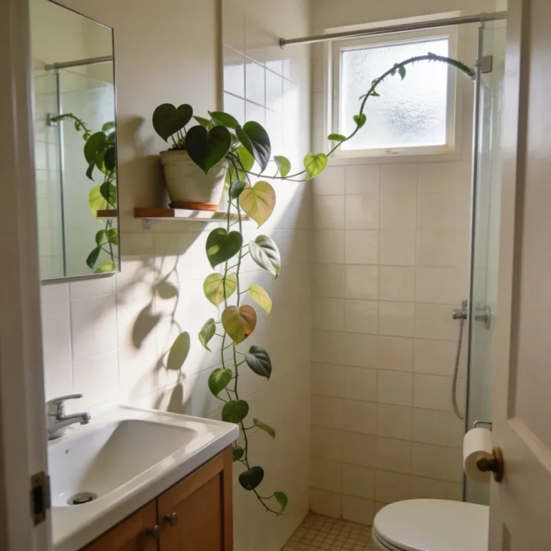 Heartleaf Philodendron Trailing From A High Shelf