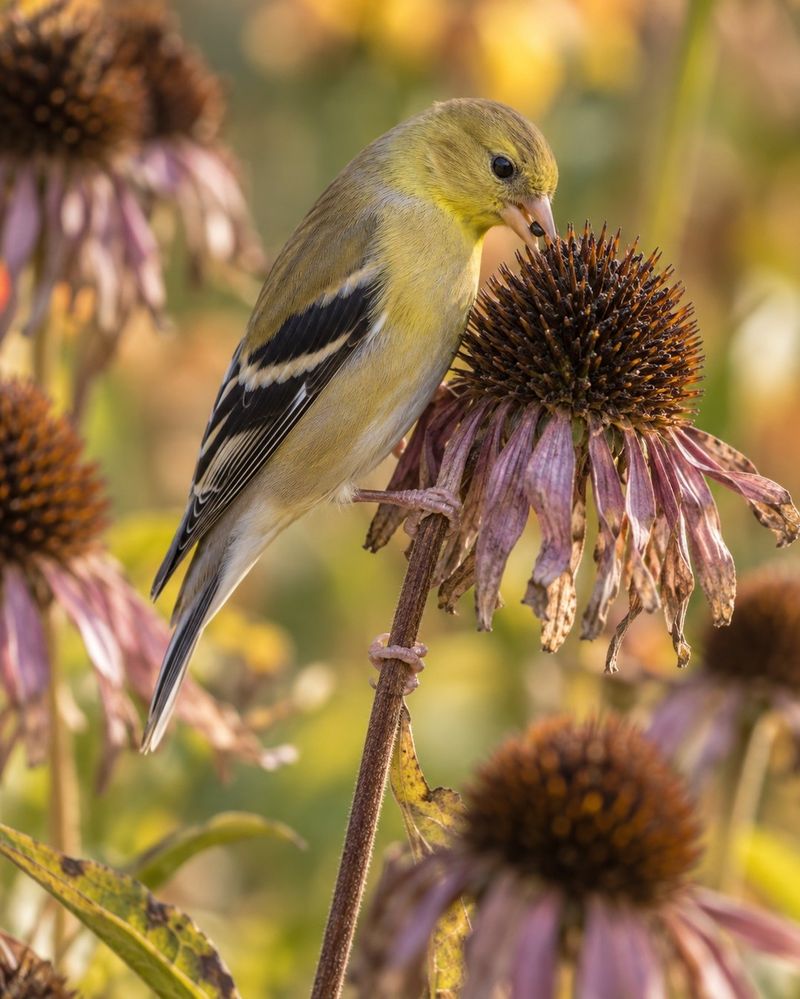 Leave Coneflower And Black-Eyed Susan Seed Heads Standing