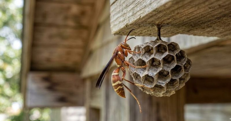 Paper Wasps Tucked Under Eaves Paper Wasps Tucked Under Eaves