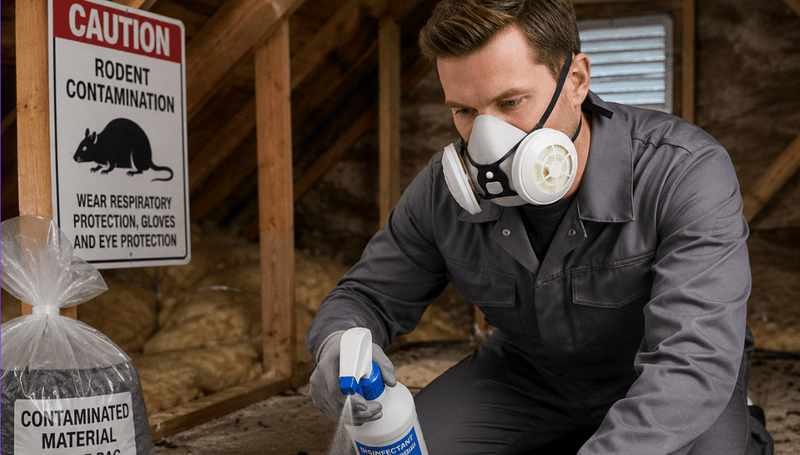 Safe cleanup starts by wetting the material