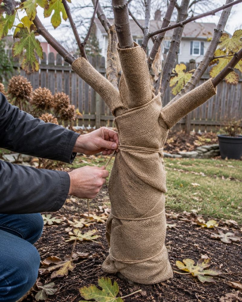 Stuff Your Burlap With Dry Leaves For Extra Warmth
