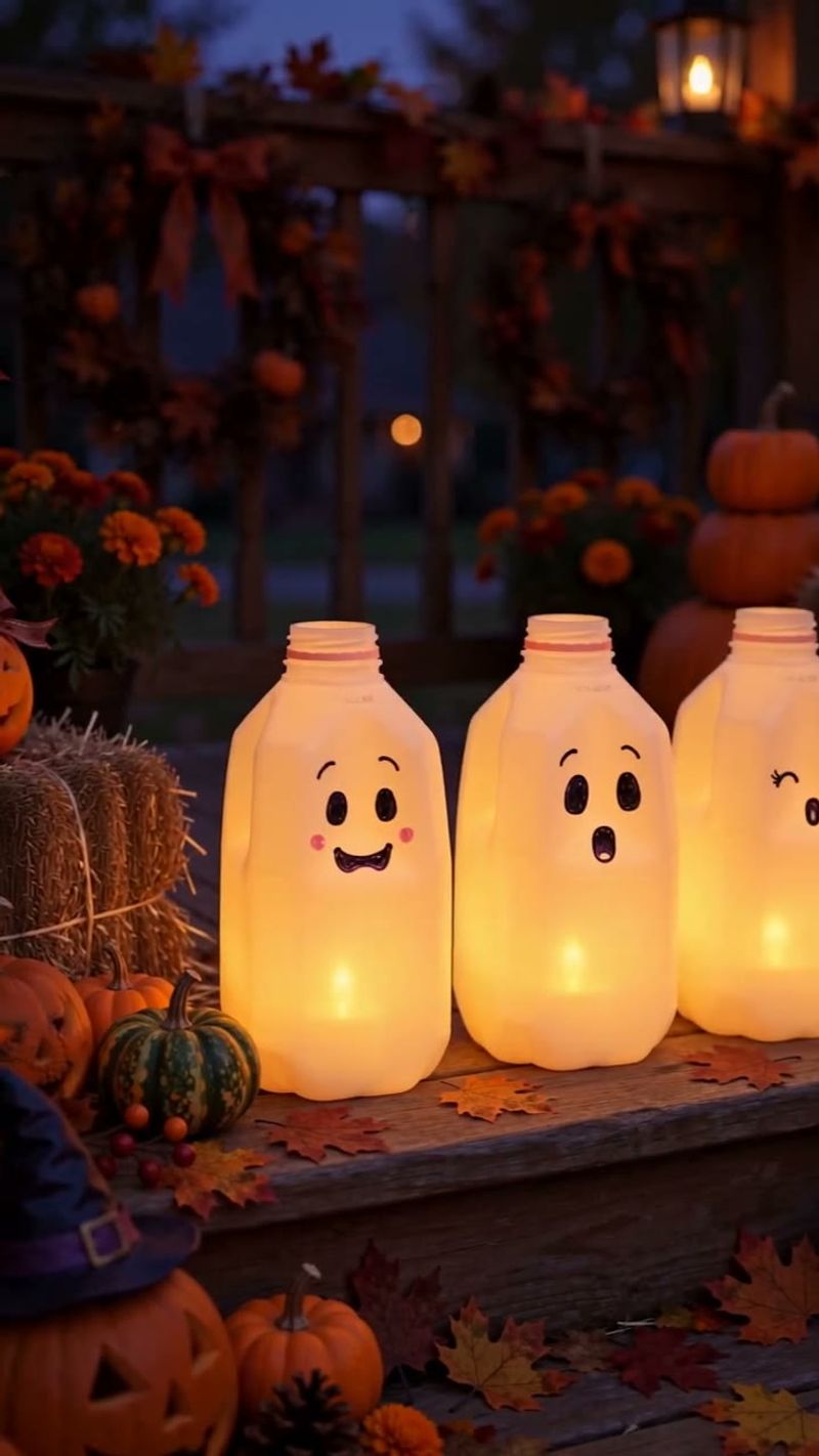 Turn Milk Jugs Into Glowing Ghost Lanterns Turn Milk Jugs Into Glowing Ghost Lanterns